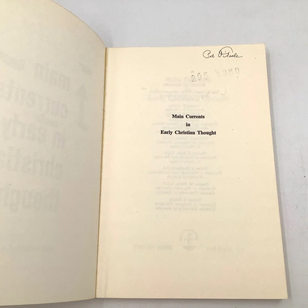 Main Currents in Early Christian Thought by S.J Robert R Barr Paperback 1966 Bii